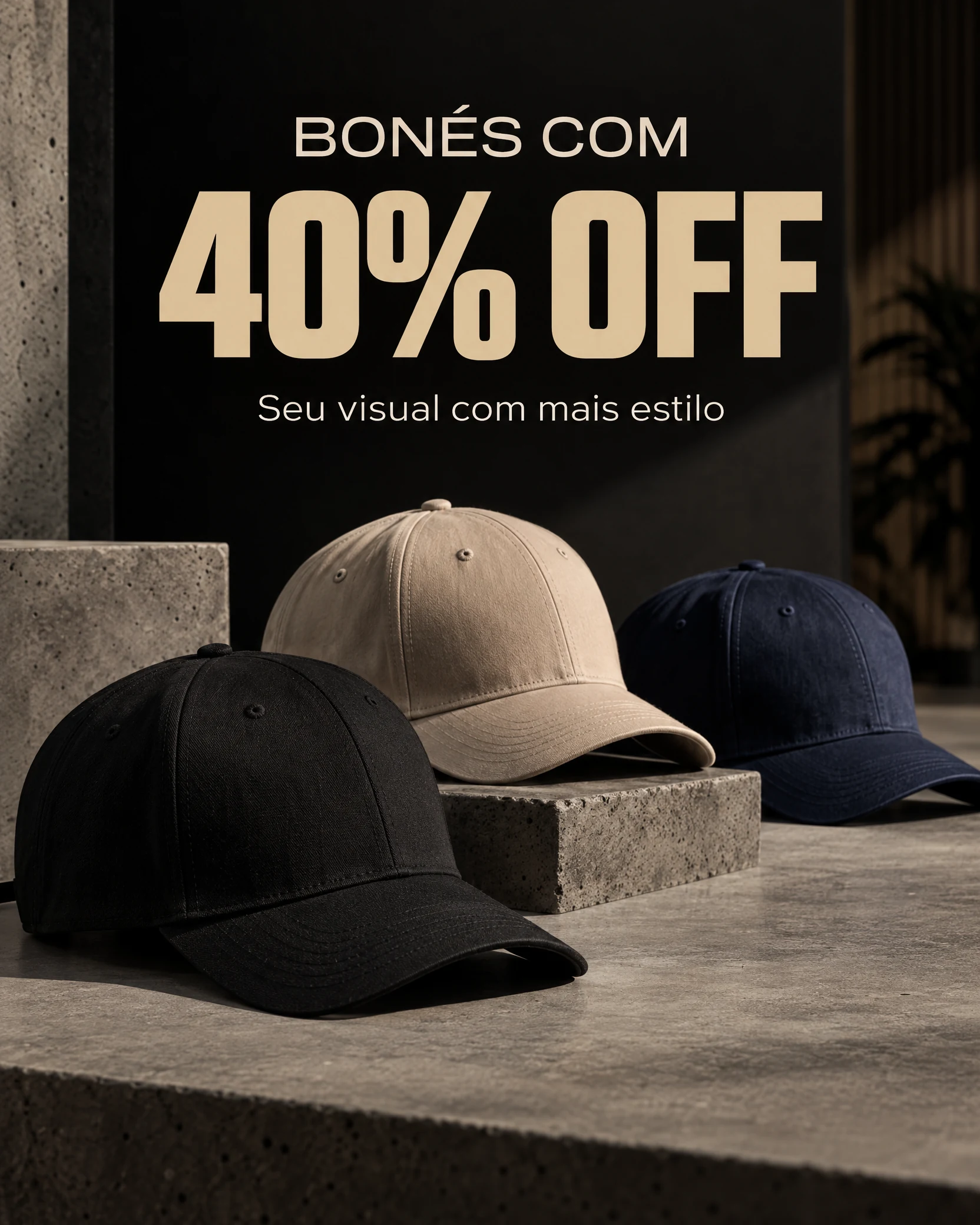 Bonés com 40% de desconto